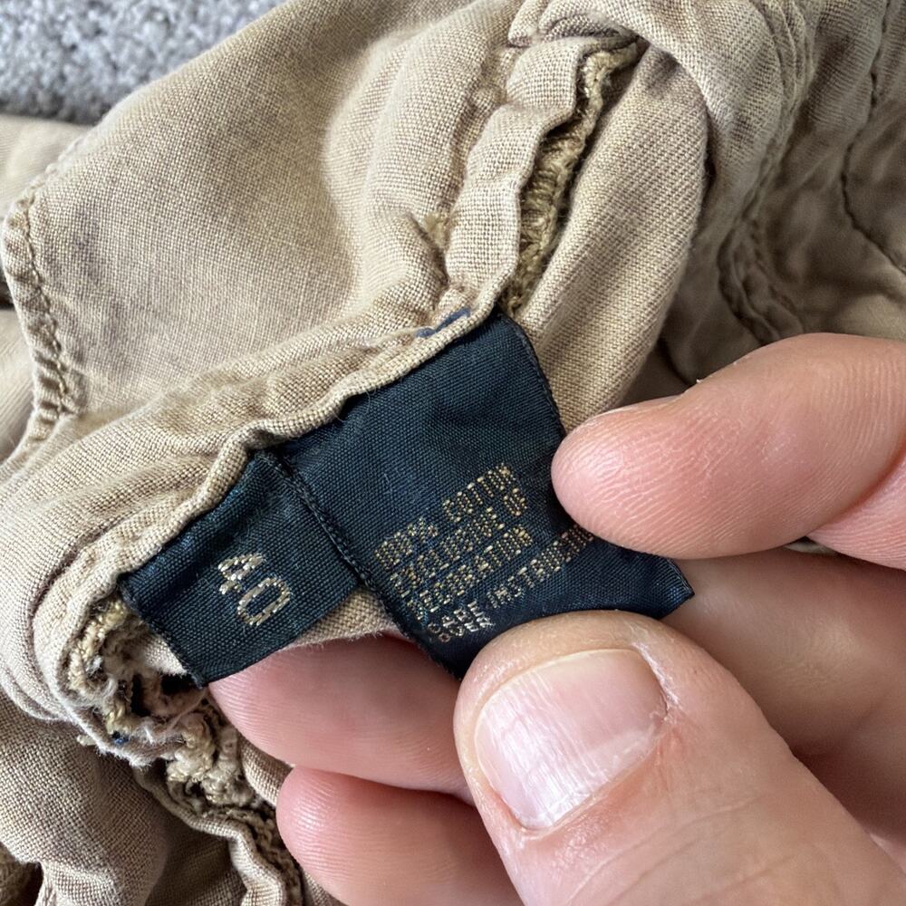 Vtg Polo Ralph Lauren Cargo Shorts Mens 40 Khaki 90s Paratrooper Grunge 9" Baggy - Picture 9 of 12